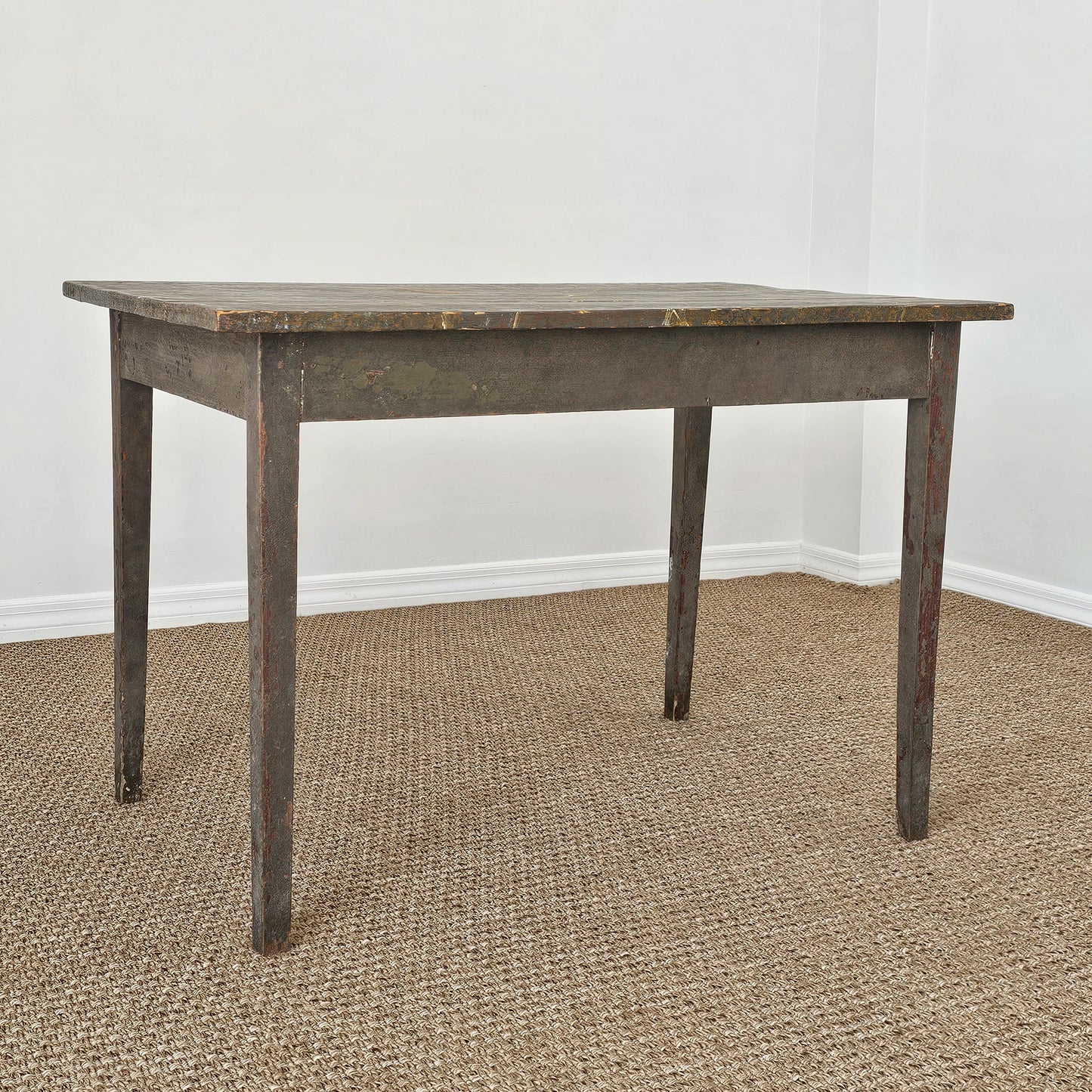 Antique Primitive Painted Pine Farm Table - Circa 1870