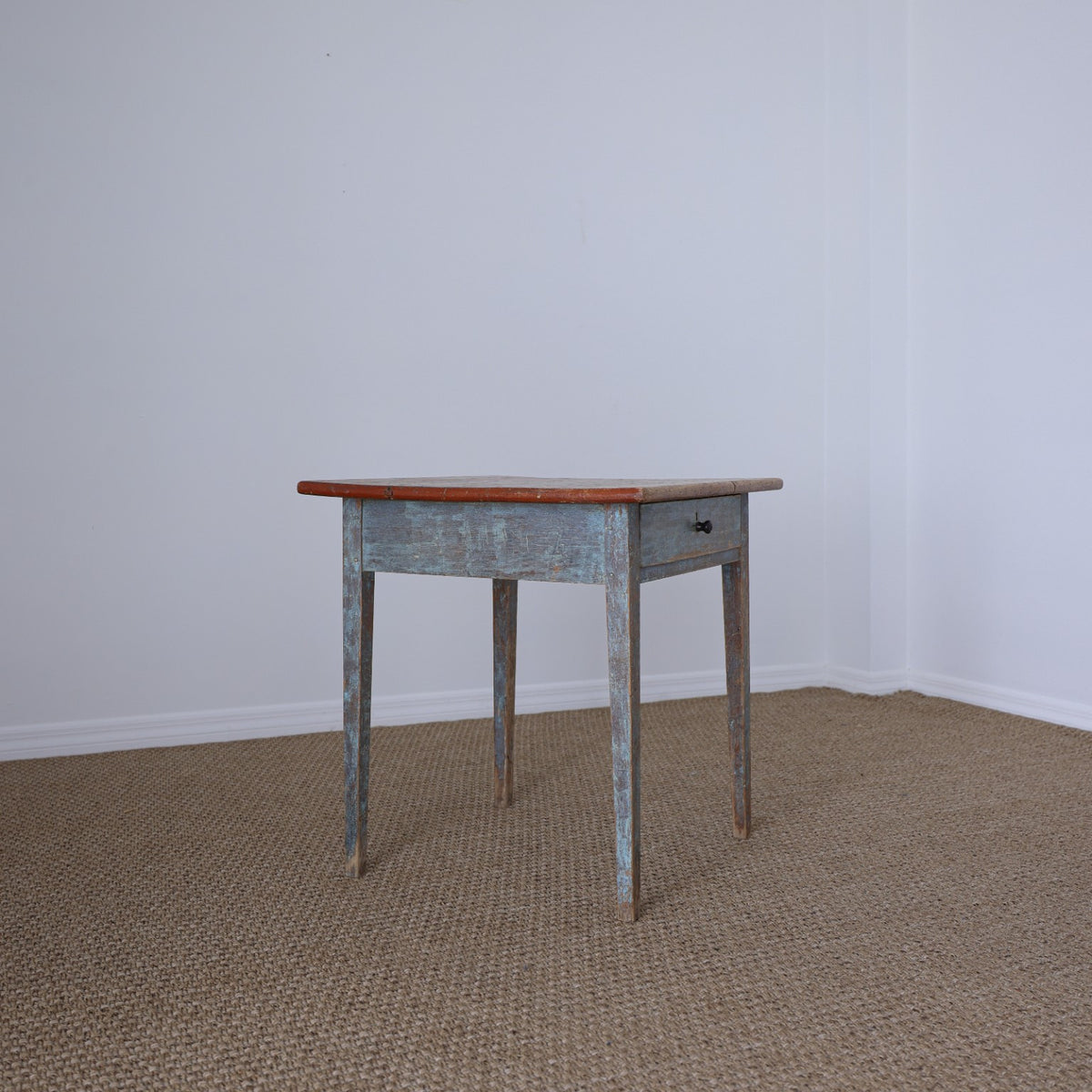 19th Century Pine Painted Blue Side Table