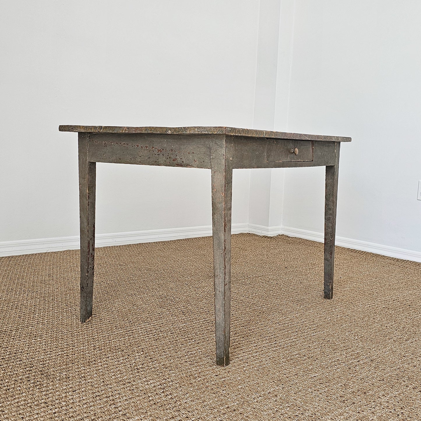 Antique Primitive Painted Pine Farm Table - Circa 1870