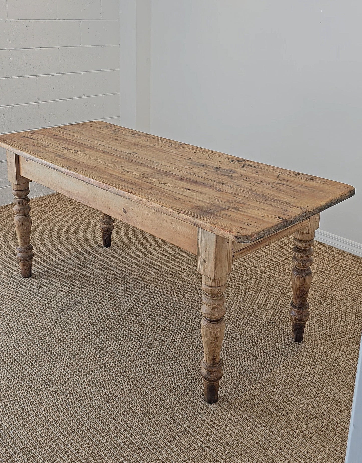 Antique English Pine Farmhouse Dining Table - Circa 1870