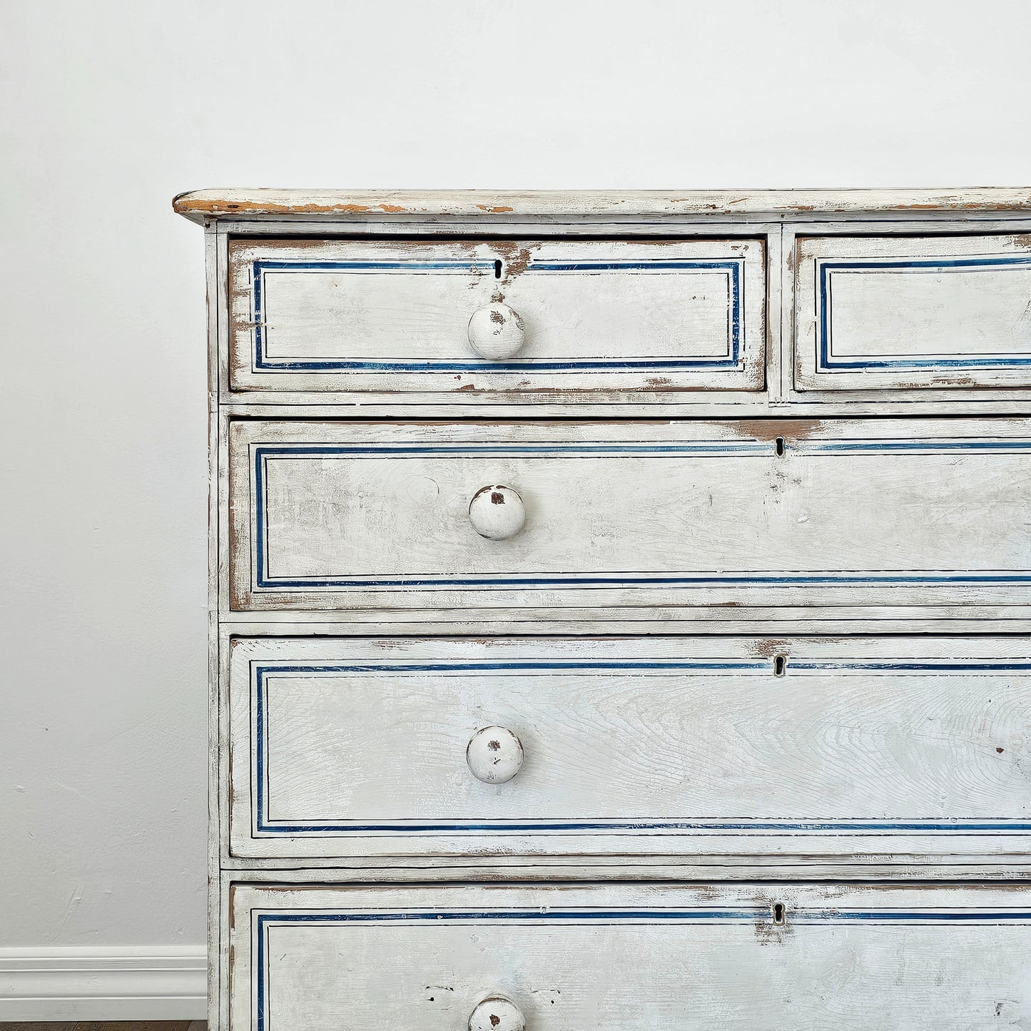 Antique English Pine Painted Dresser - Circa 1880