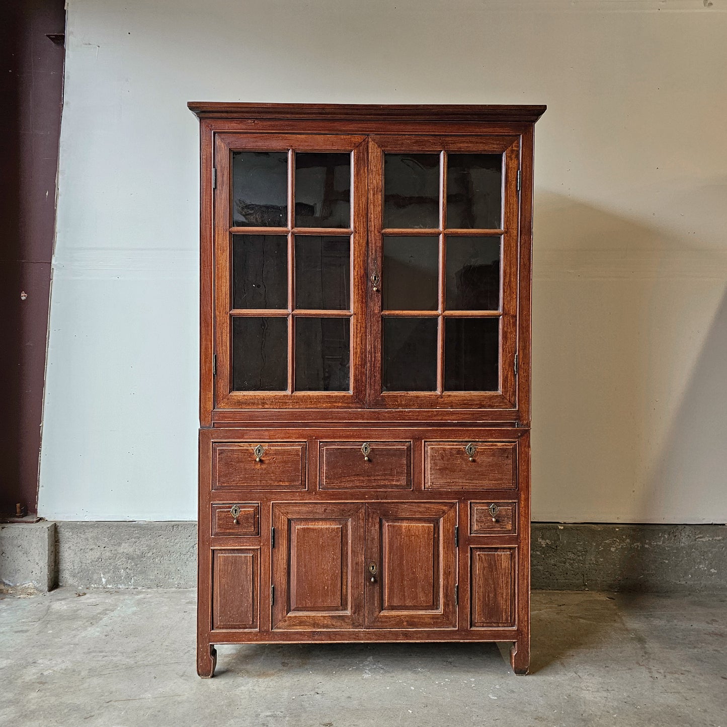 Vintage Indonesian Hutch with glass doors