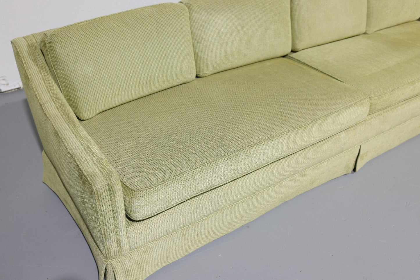 Vintage Oversized Mid-Century Green Upholstered Sofa | Circa 1970s