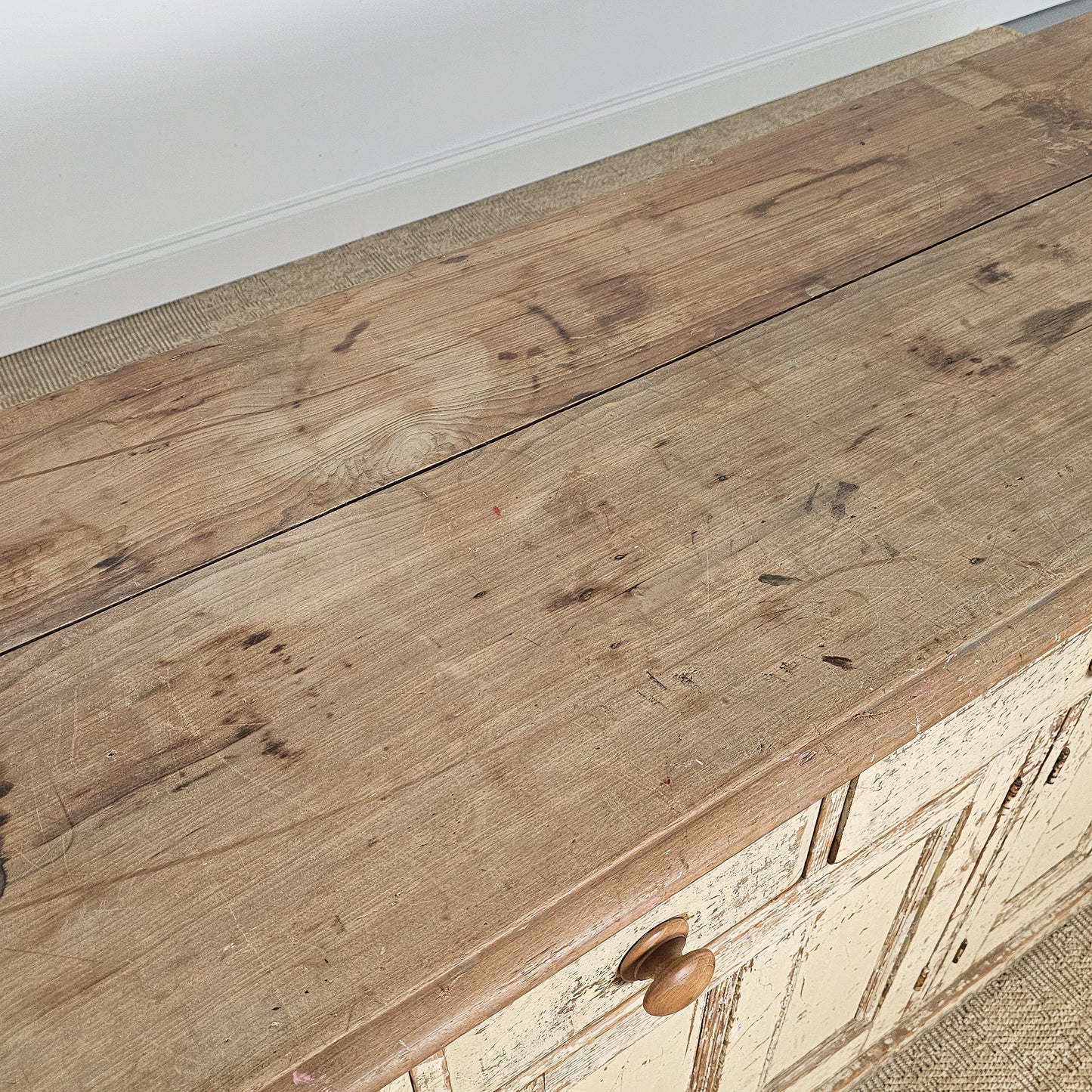 Antique English Painted Pine Sideboard | Circa 1870