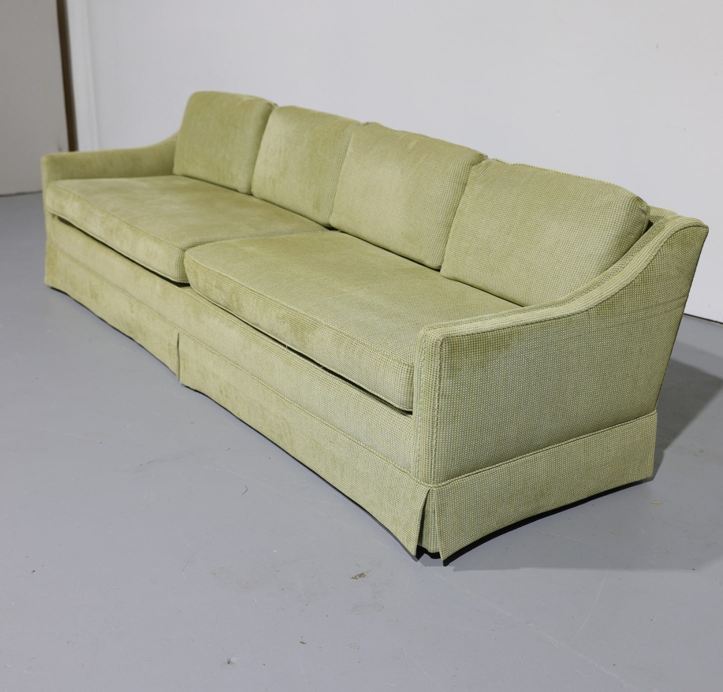 Vintage Oversized Mid-Century Green Upholstered Sofa | Circa 1970s