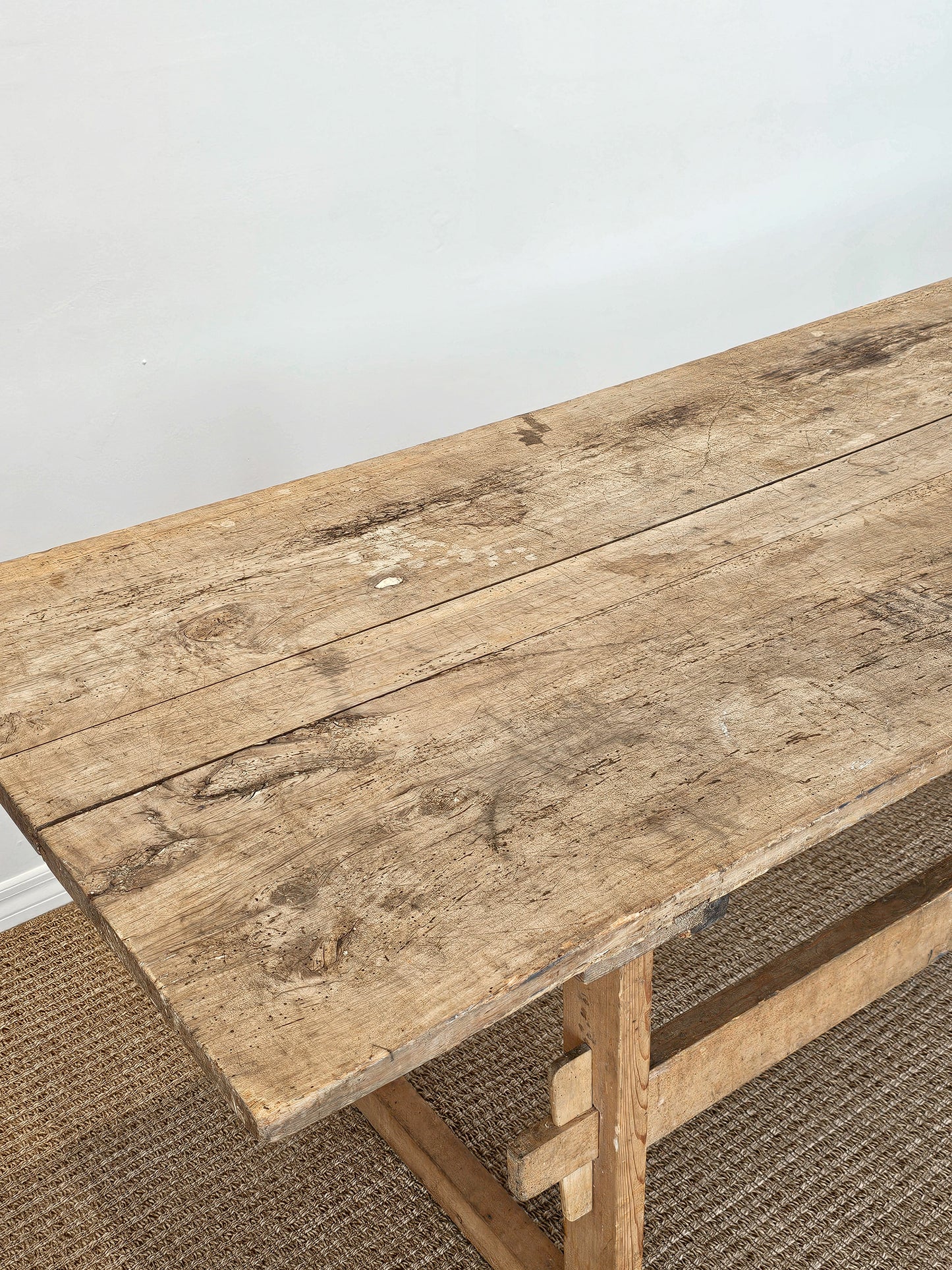 Antique European Pine Trestle Table