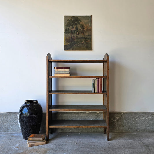 Antique Arts & Crafts Oak Bookshelf – 4 Shelves
