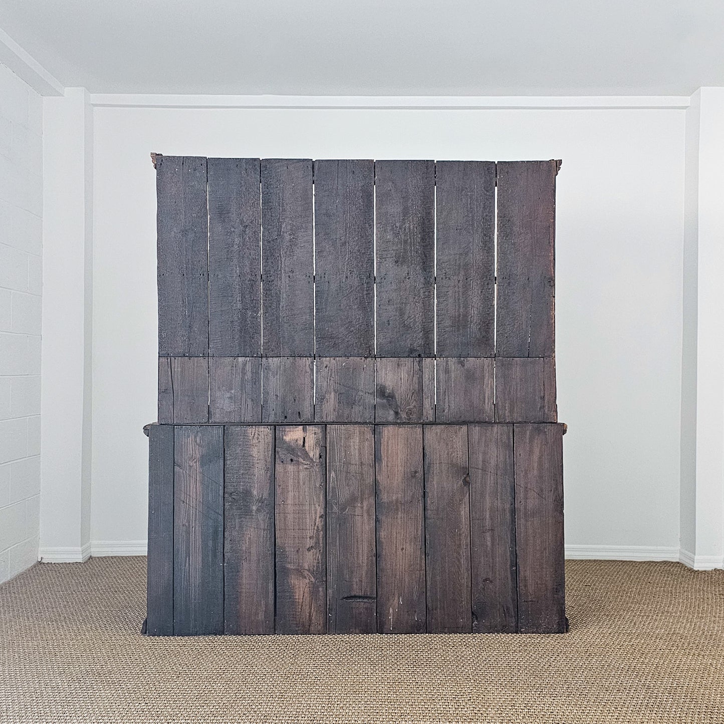 Antique Pine Cupboard & Open Plate Rack