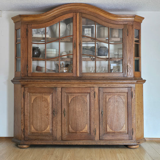 Antique 18th Century German Baroque Oak Hutch Cabinet