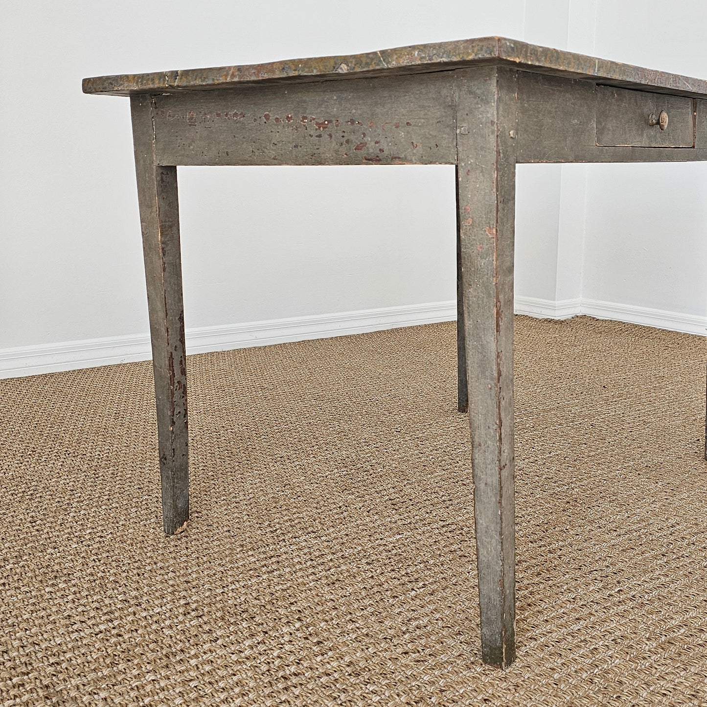Antique Primitive Painted Pine Farm Table - Circa 1870
