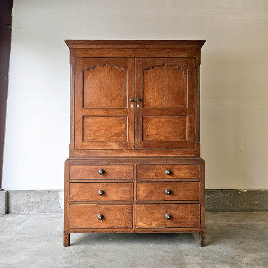 Antique Oak Cupboard Cabinet with Drawers