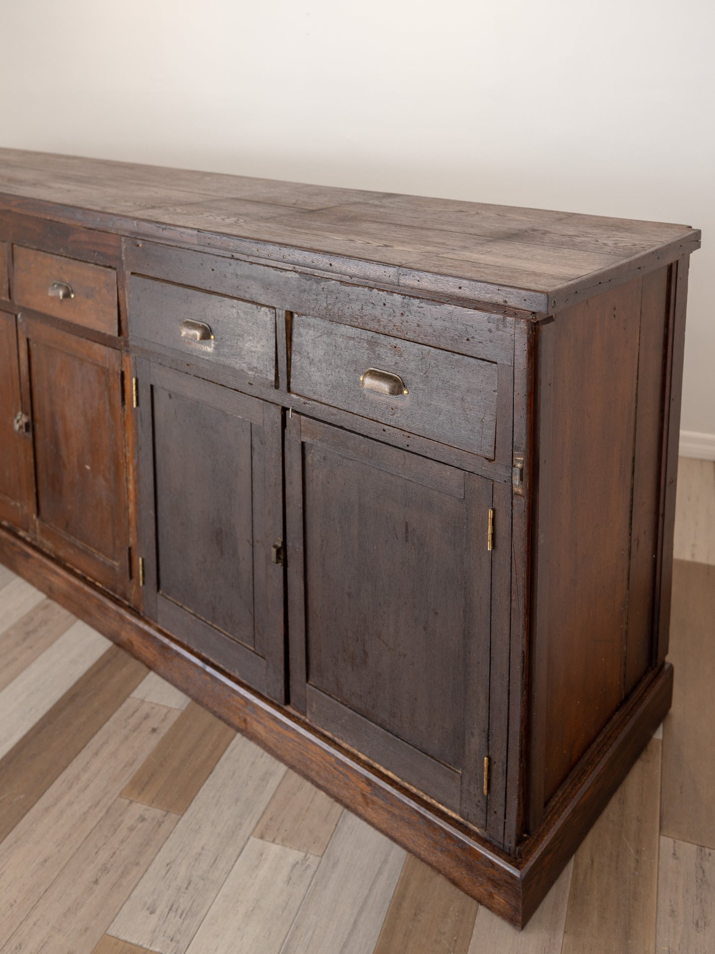 Large Antique Oak Shop Counter Cabinet - Circa Early 20th Century