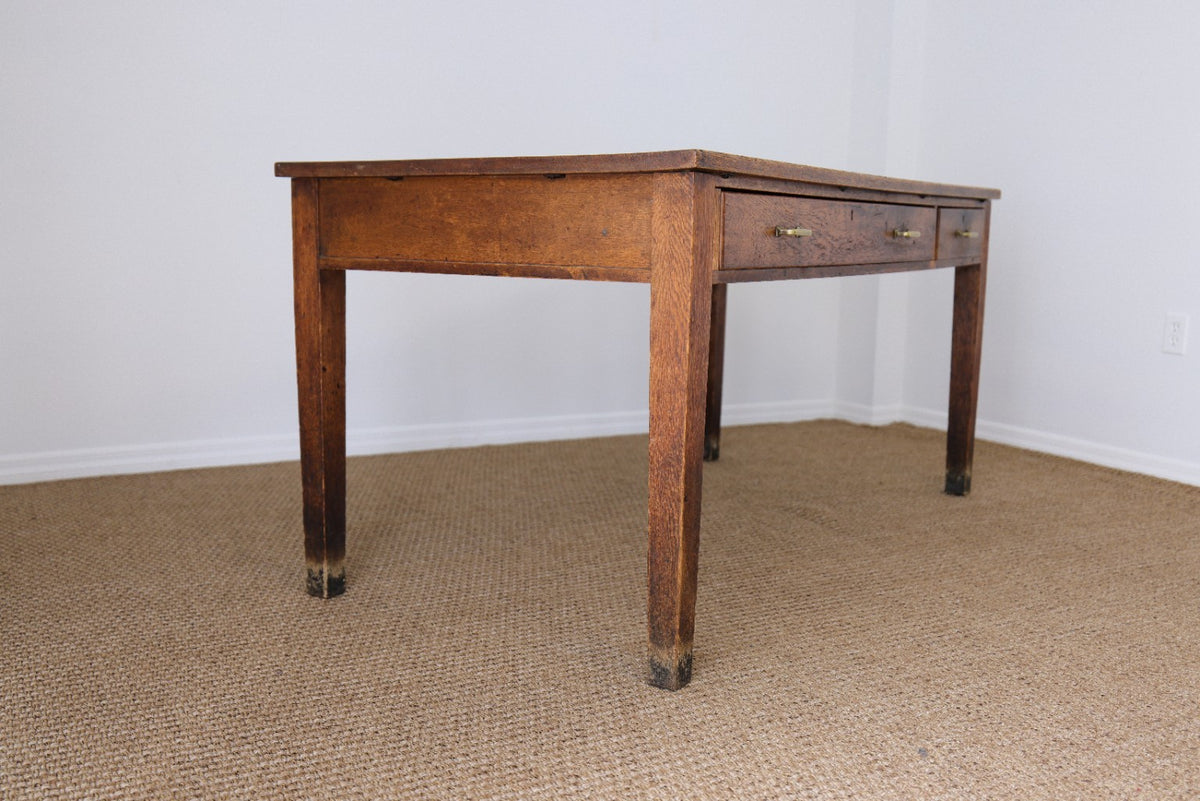 Antique Oak Library Table/Desk | C. 1900-1920