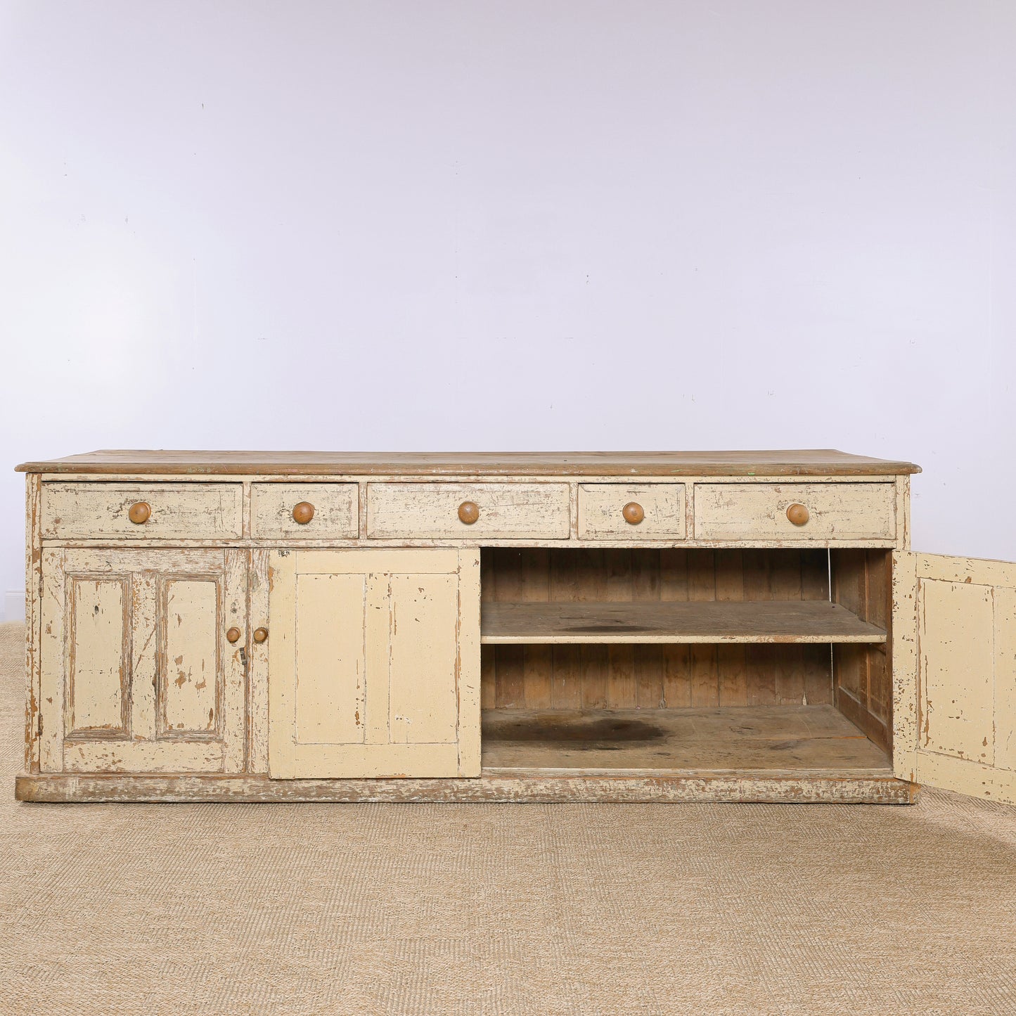 Antique English Painted Pine Sideboard | Circa 1870