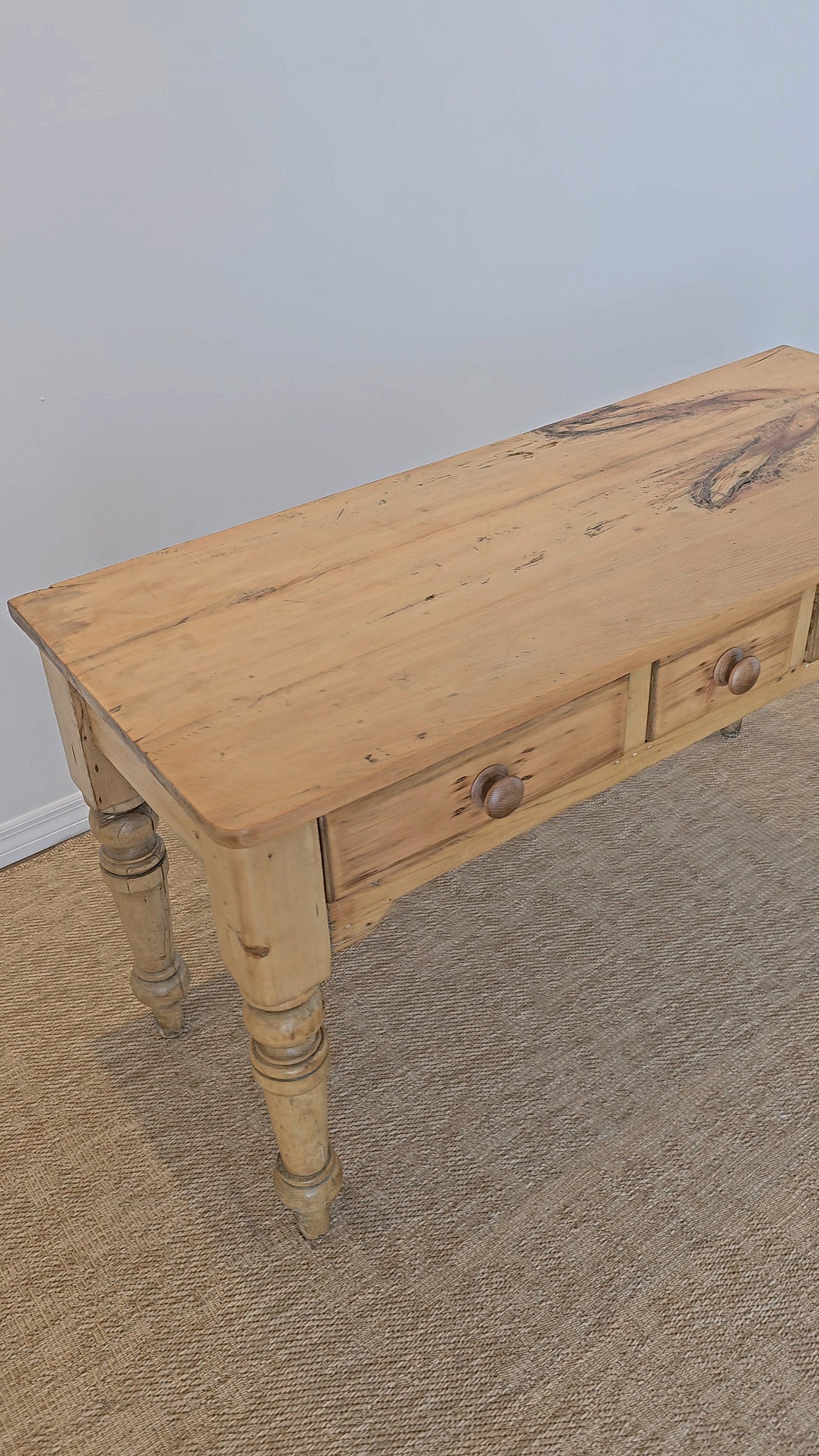 Antique English Pine Console Table or Desk - Circa 1880