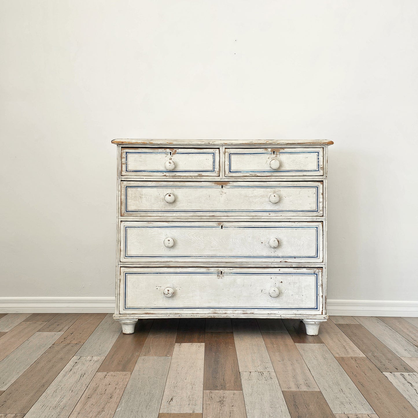 Antique English Pine Painted Dresser - Circa 1880
