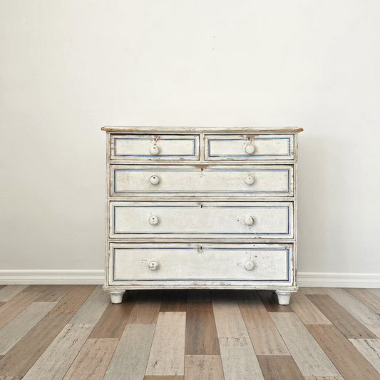 Antique English Pine Painted Dresser - Circa 1880