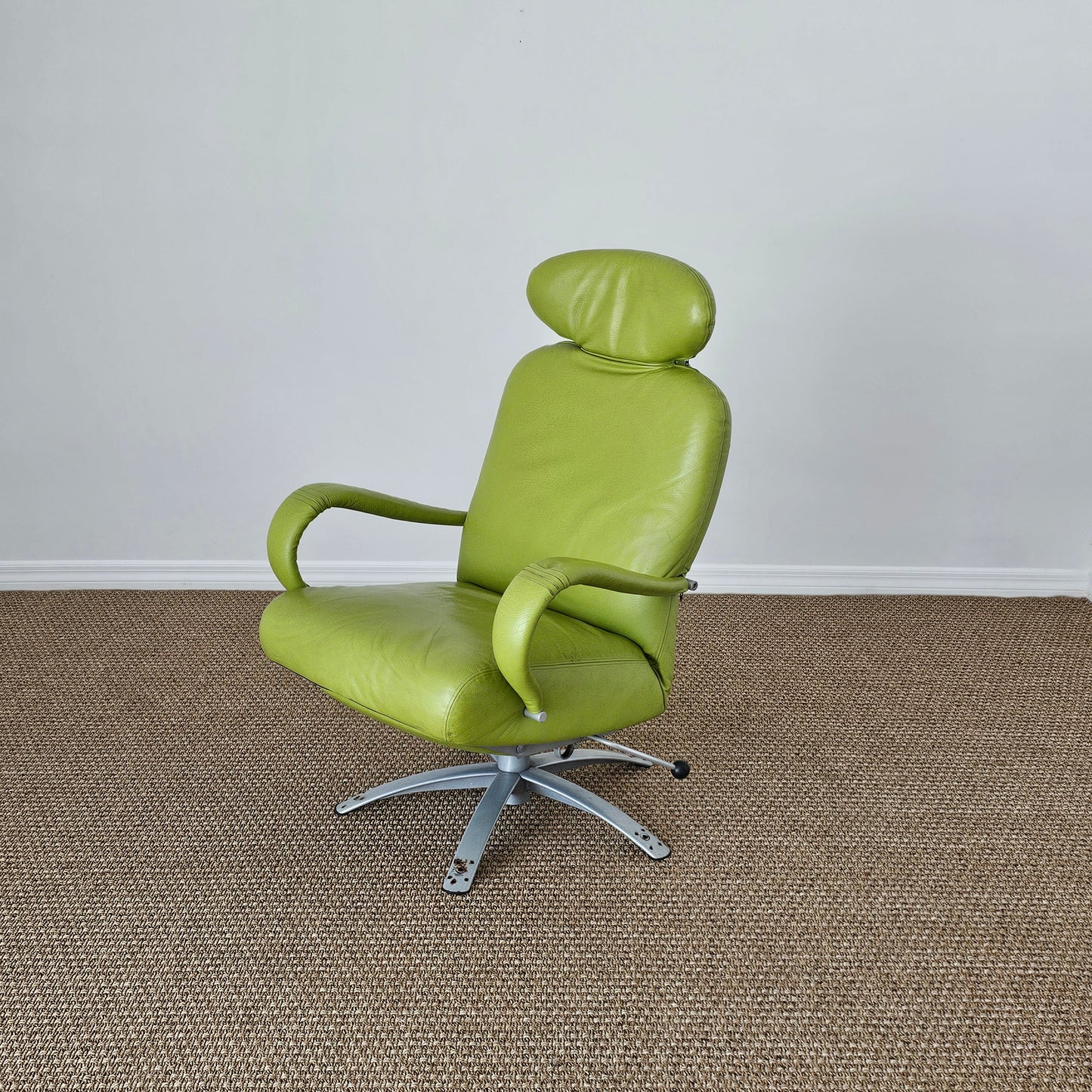 2007 Percival Lafer Reclining Lounge Chair – Lime Green Leather | Made in Brazil