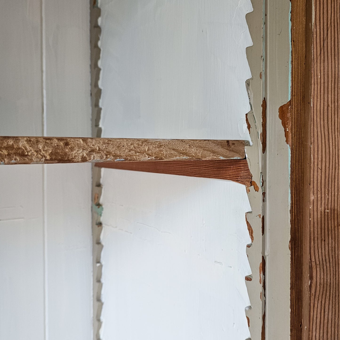 Vintage Pine Cabinet with glass doors