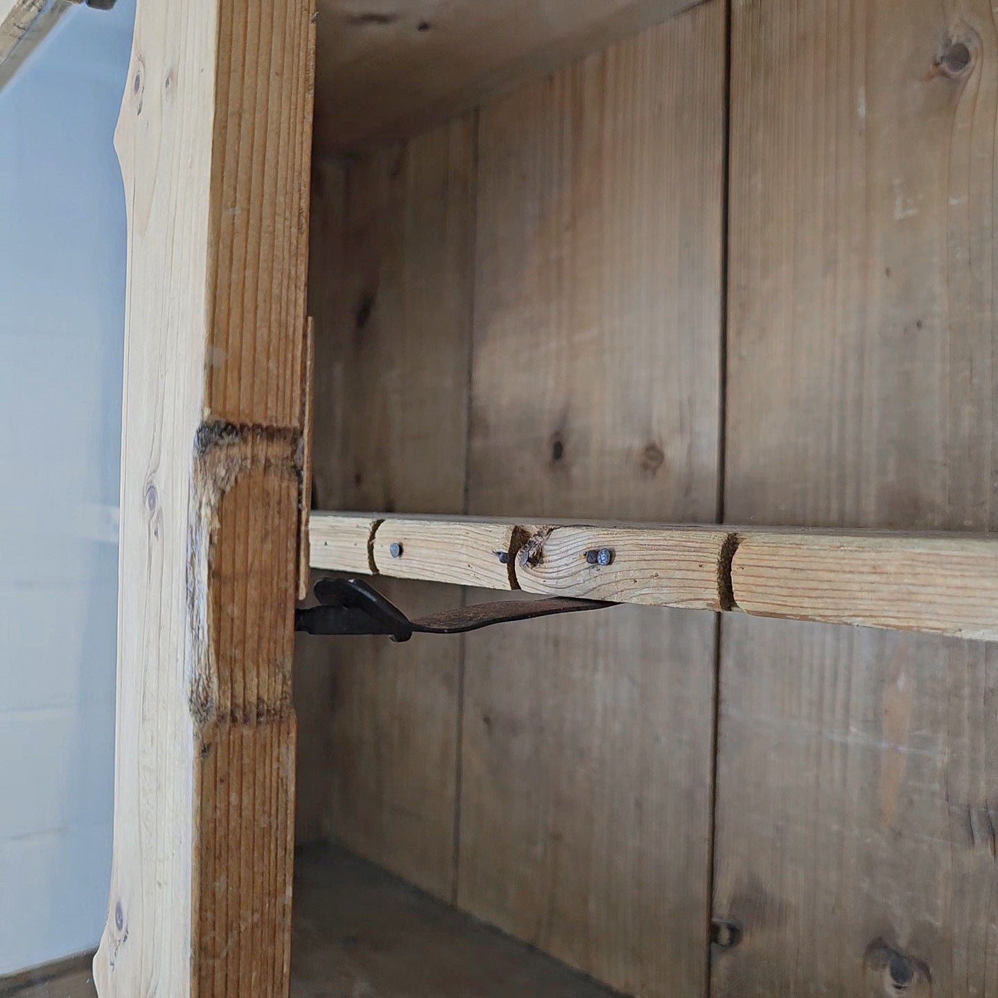 Antique Dutch Pine Kitchen Cabinet with glass doors