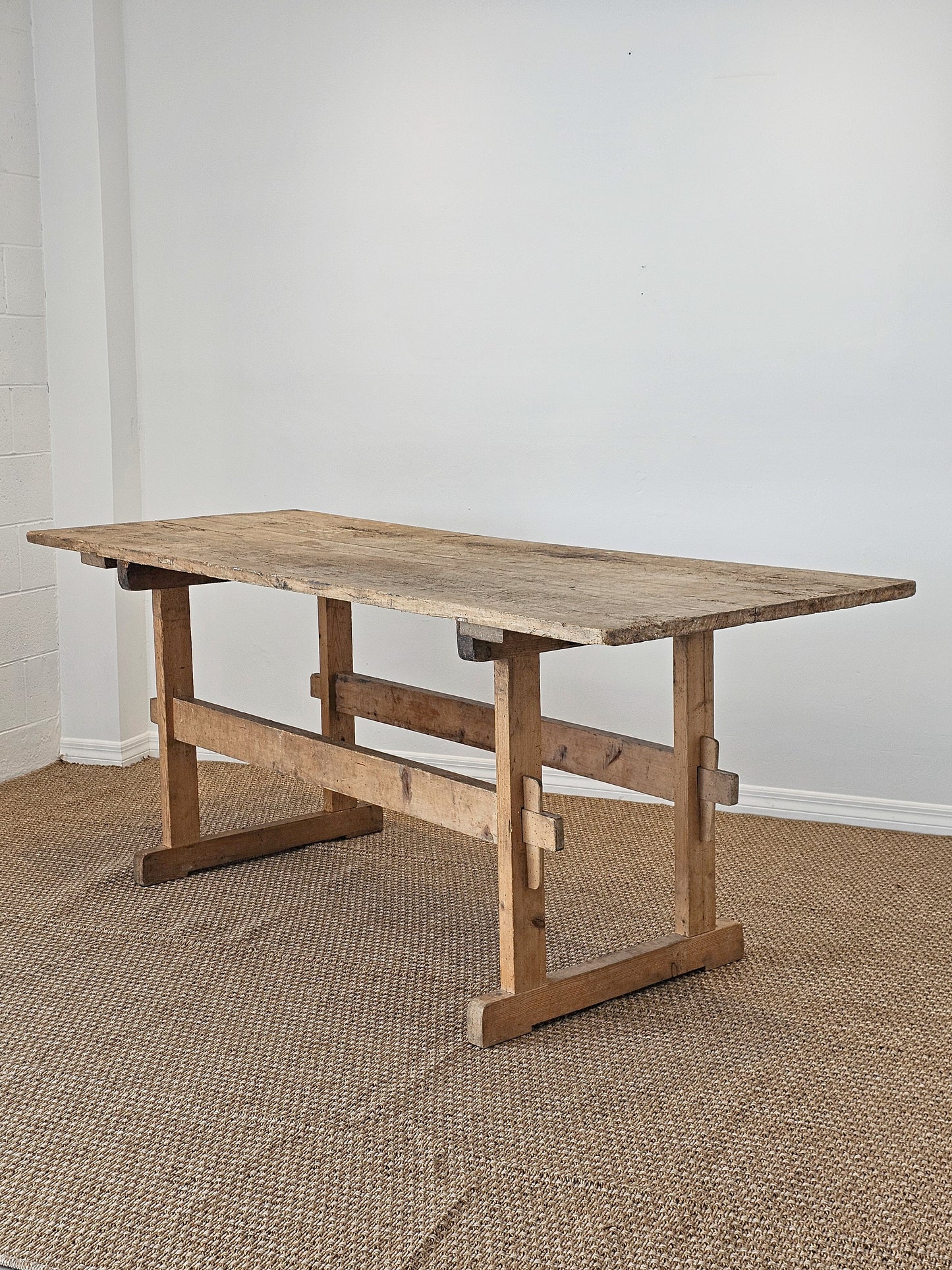 Antique European Pine Trestle Table