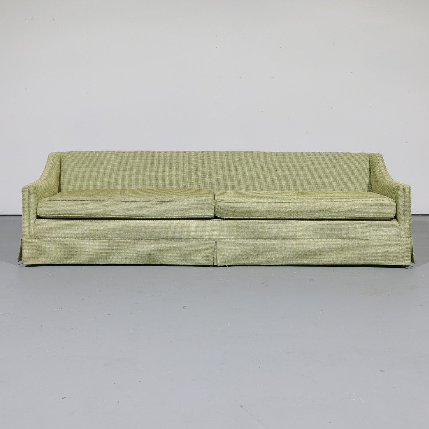 Vintage Oversized Mid-Century Green Upholstered Sofa | Circa 1970s