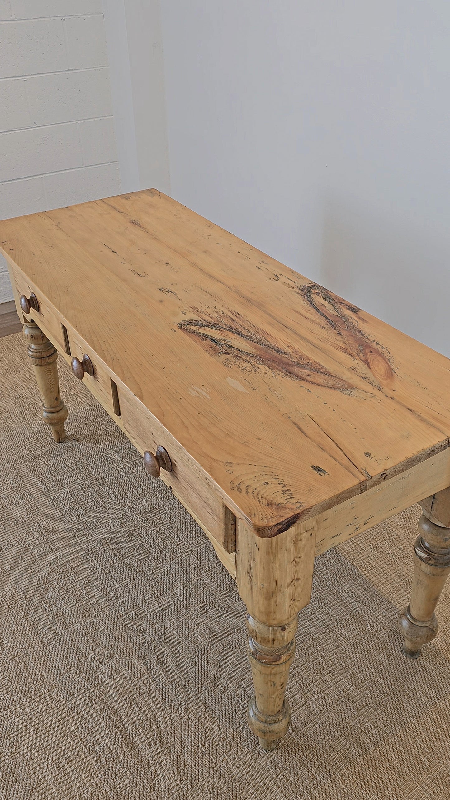 Antique English Pine Console Table or Desk - Circa 1880