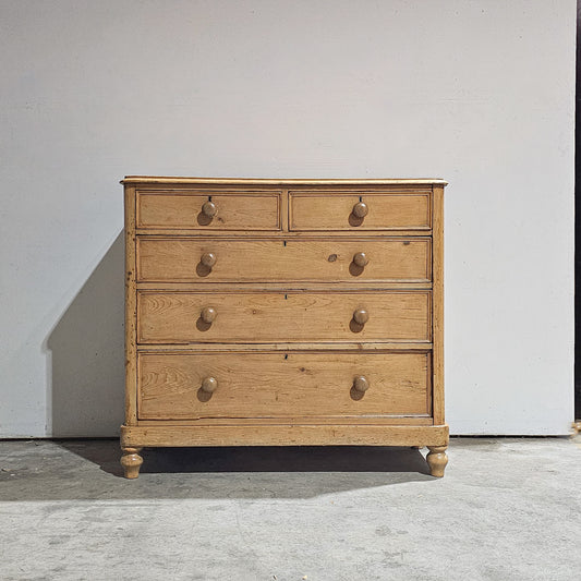 Stately Antique English Pine Chest of Drawers (Dresser) - Circa 1870