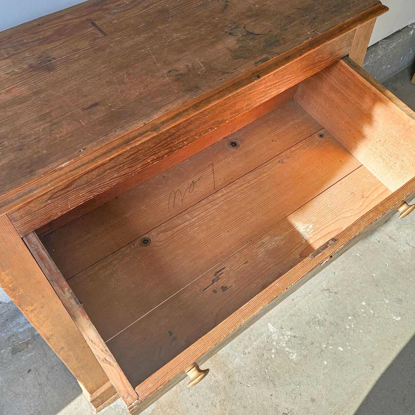 Antique Fir Wood Chest of Drawers (Dresser)
