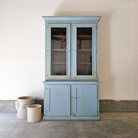 Antique painted blue hutch