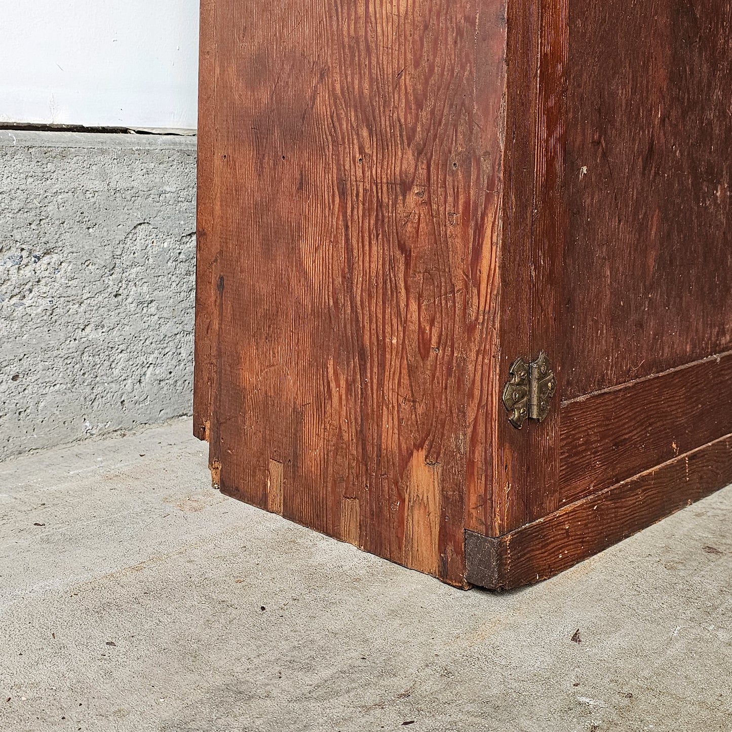Antique fir cabinet - green painted interior