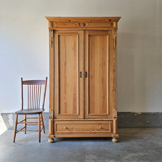 Antique pine armoire wardrobe