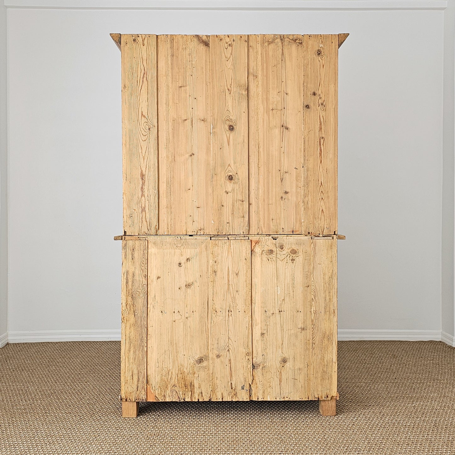 Antique Pine Glass Door Hutch Cabinet | Circa 1890