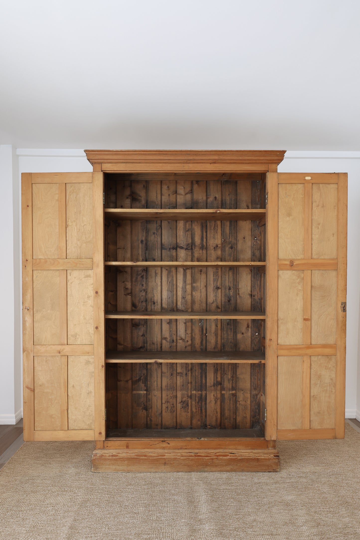 Antique English Honey Pine Linen Cabinet - Circa 1890