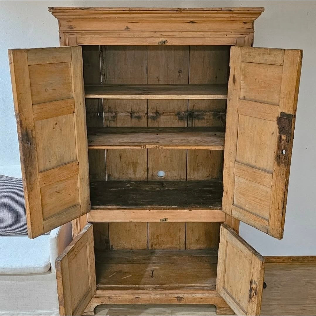 Antique pine linen cabinet