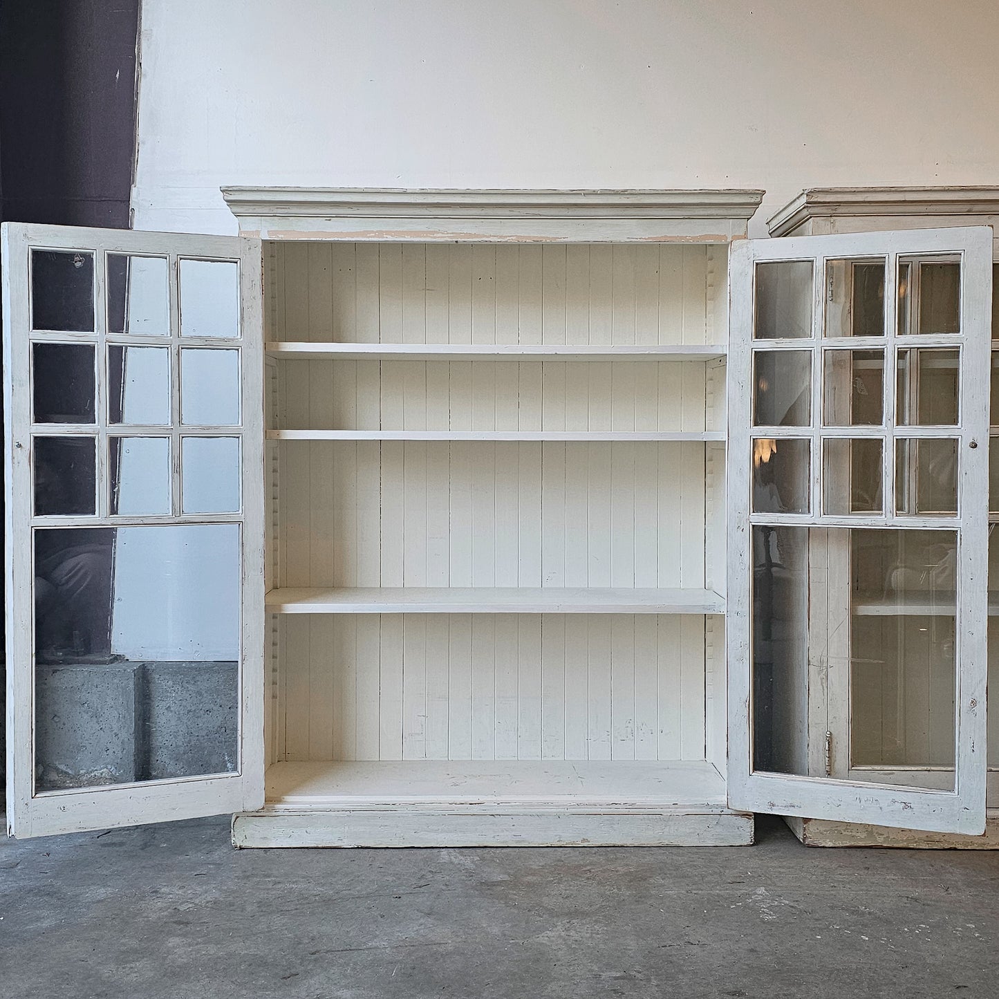 Pair of Antique Painted Fir Wood Display Cabinets - Circa early 1900's