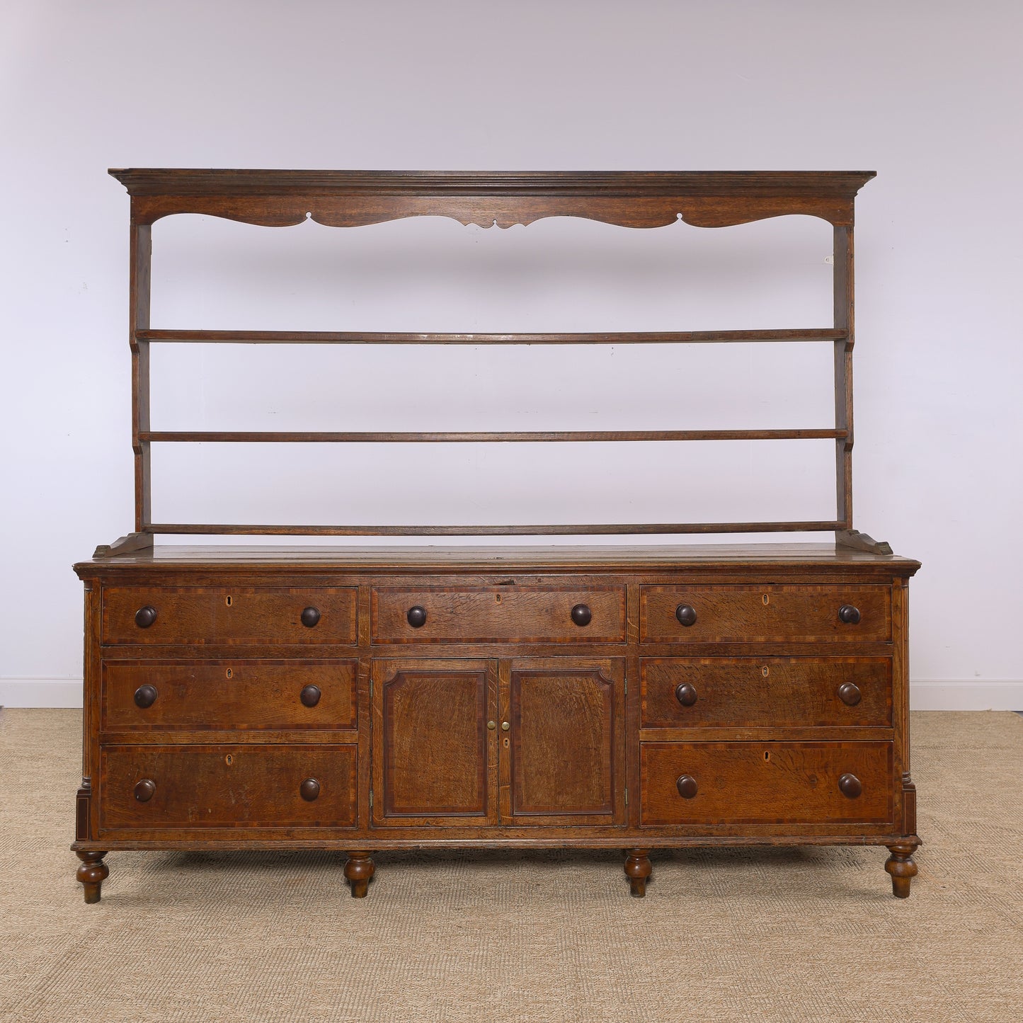 Antique Welsh Oak Dresser Circa 1850 Victorian Plate Rack Farmhouse Cupboard
