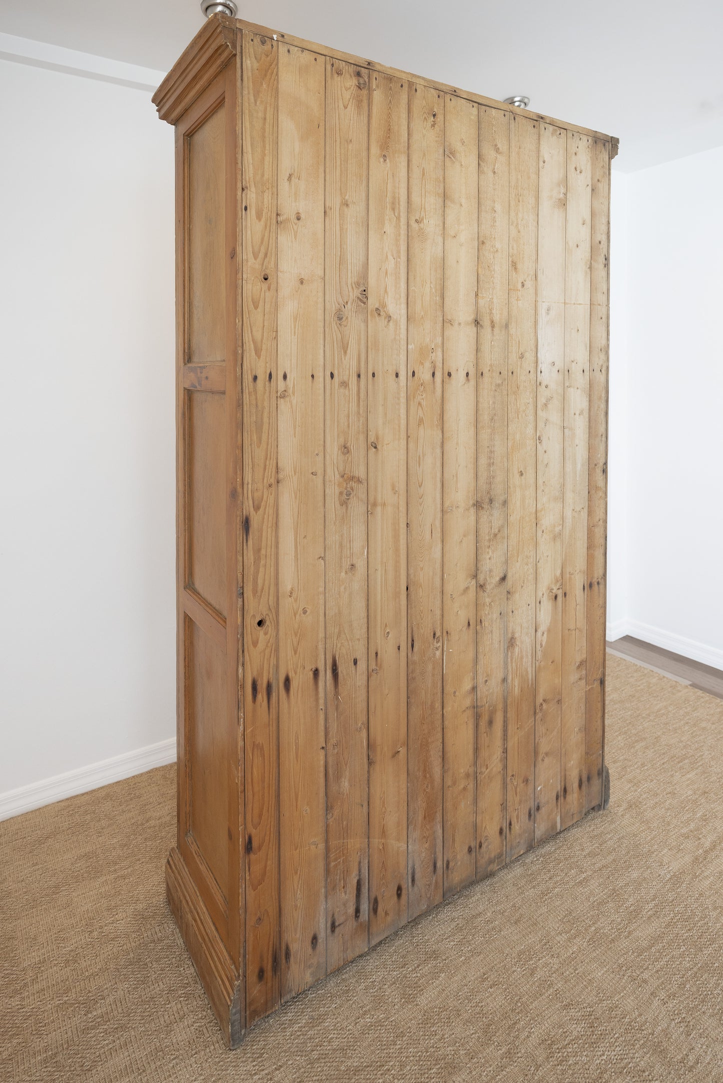 Antique English Honey Pine Linen Cabinet - Circa 1890