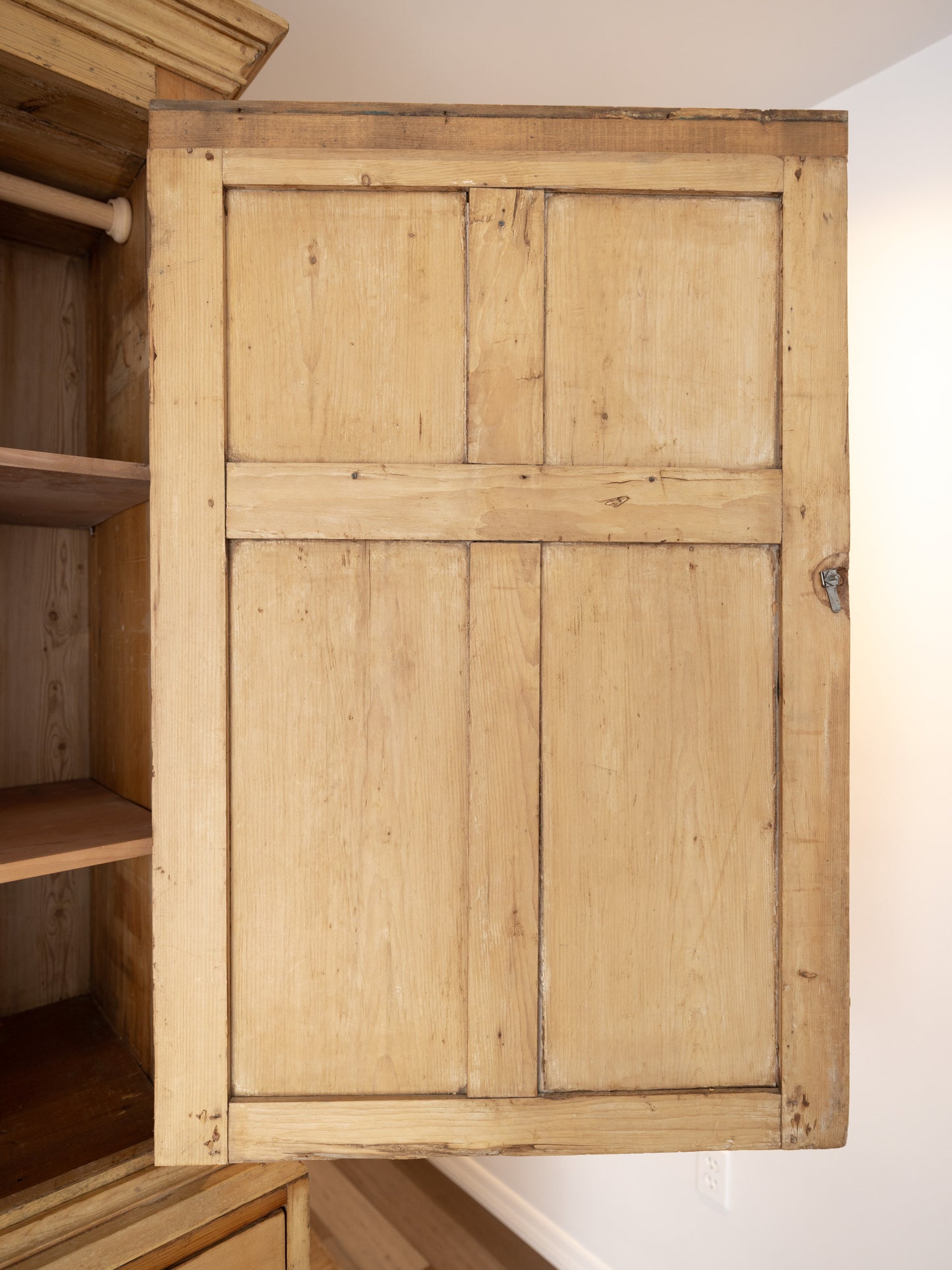 Antique English Pine Linen Press / Wardrobe - circa 1870