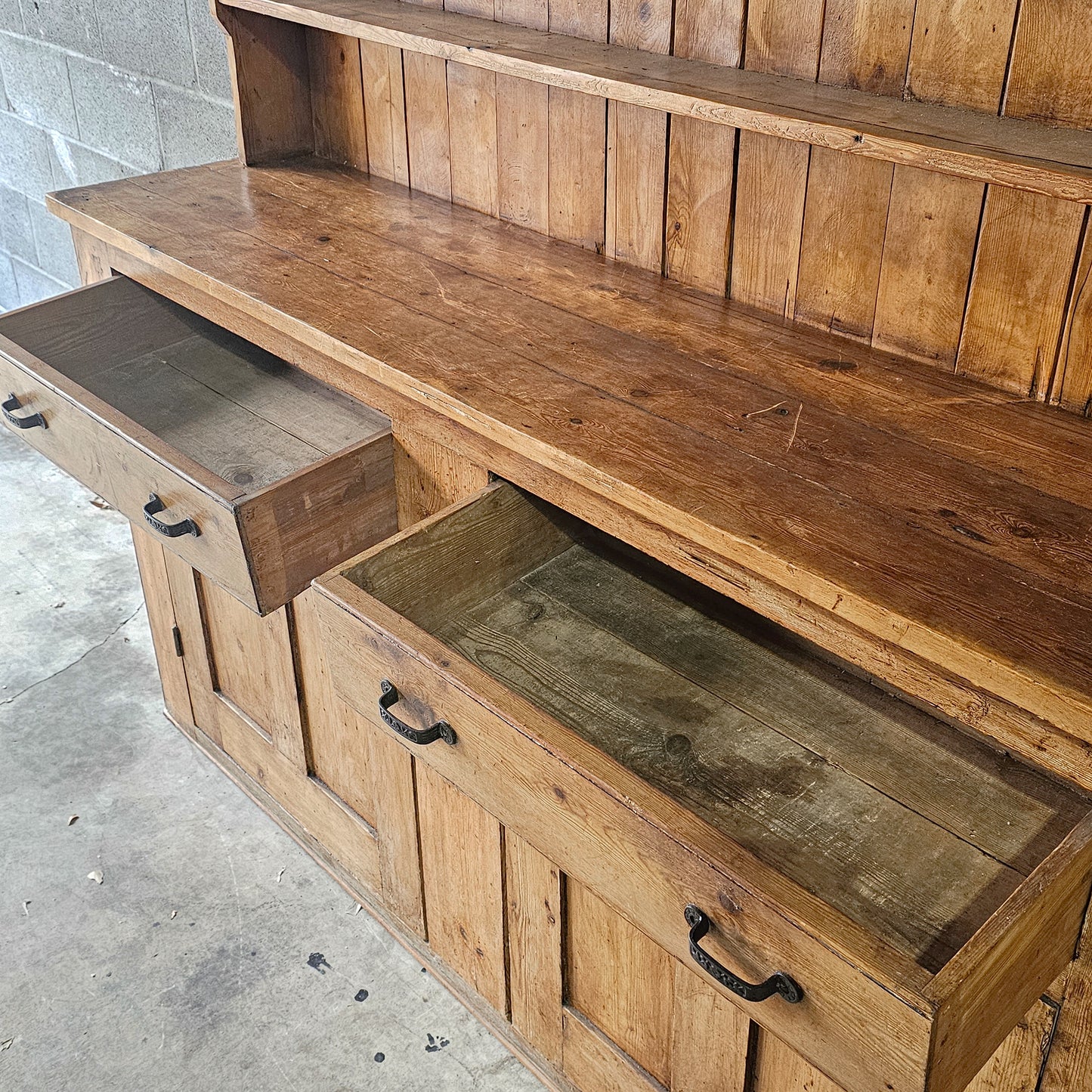 Antique English Pine Kitchen Hutch or Dresser - Circa 1890