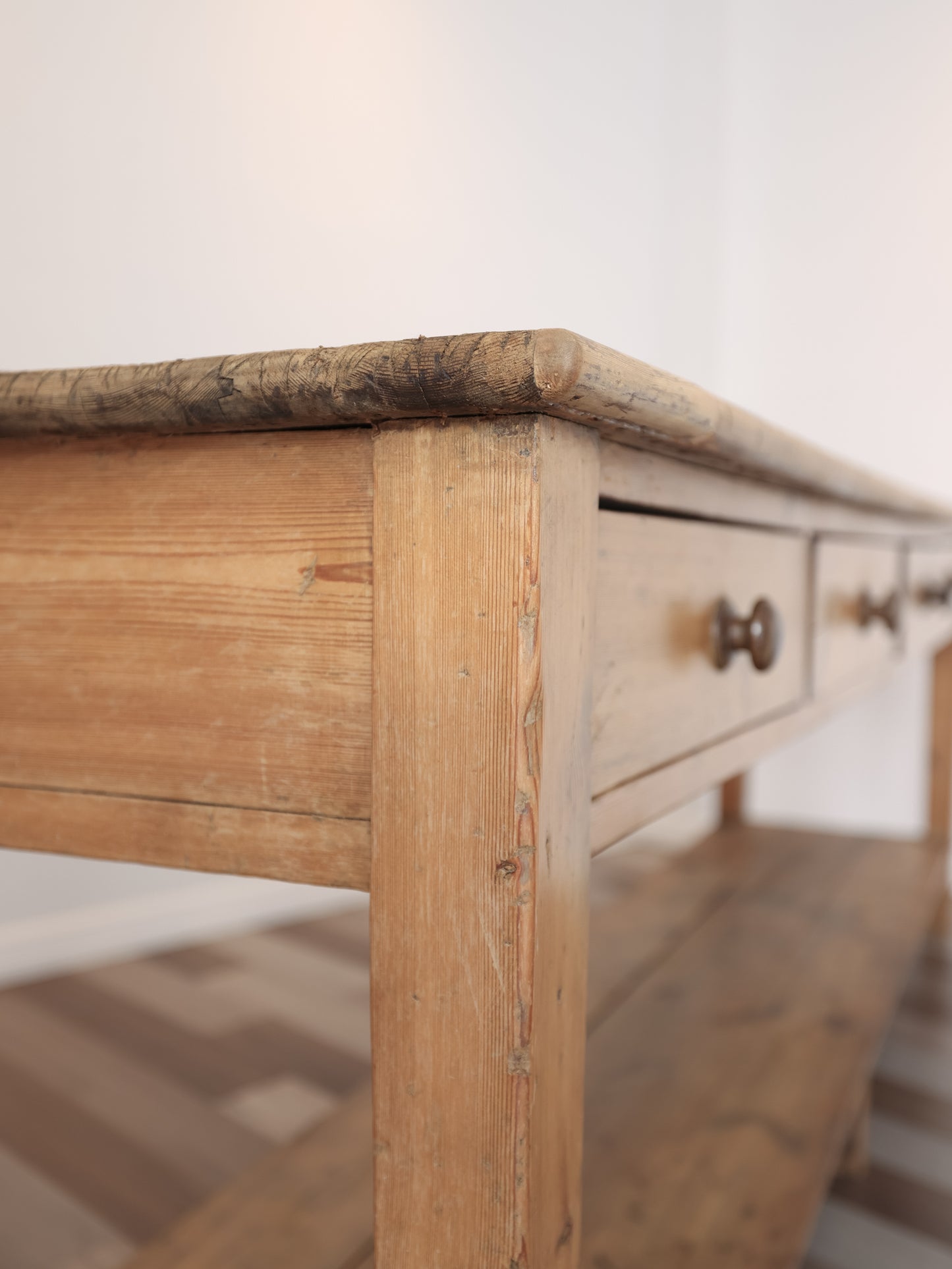 Impressive Antique English Pine Pot Board Dresser Base  - Circa 1850