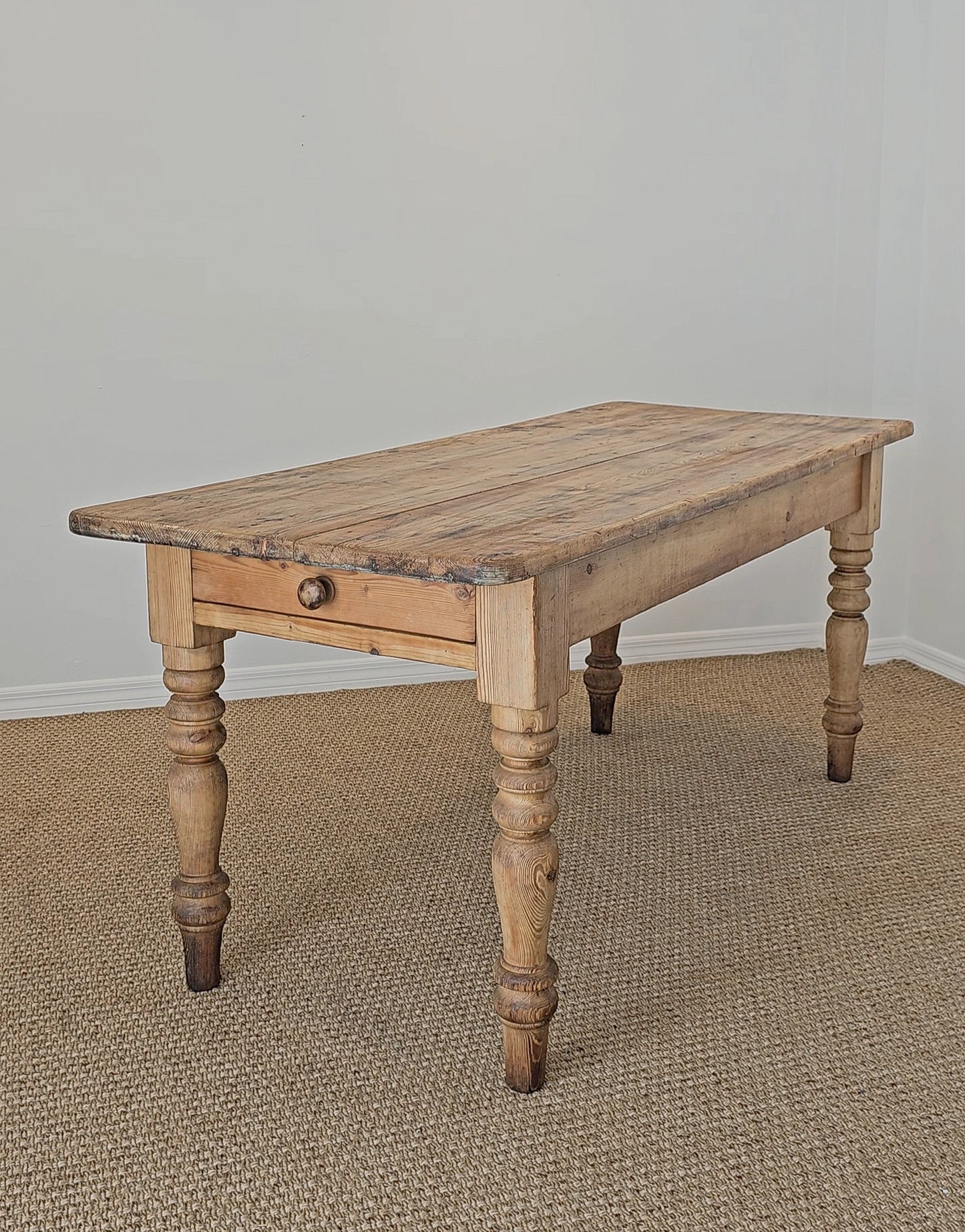 Antique English Pine Farmhouse Dining Table - Circa 1870