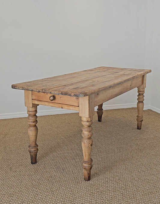 Antique English Pine Farmhouse Dining Table - Circa 1870
