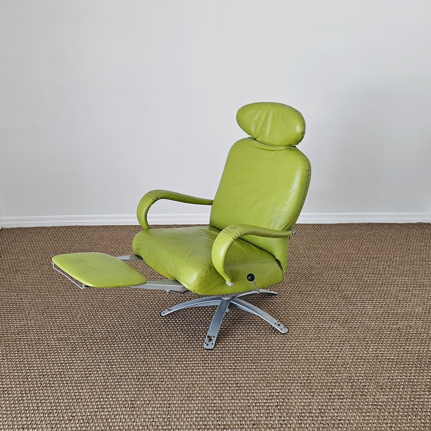 2007 Percival Lafer Reclining Lounge Chair – Lime Green Leather | Made in Brazil