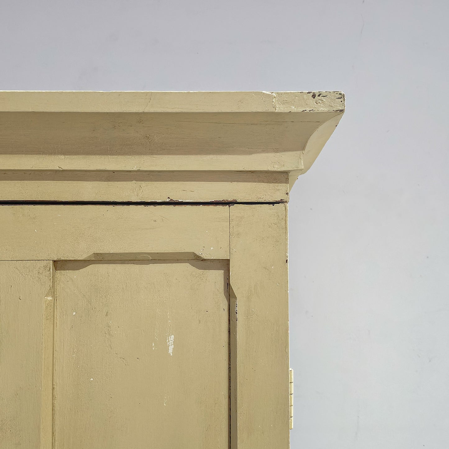Antique Pale Yellow Painted Pine Cabinet - Circa 1905