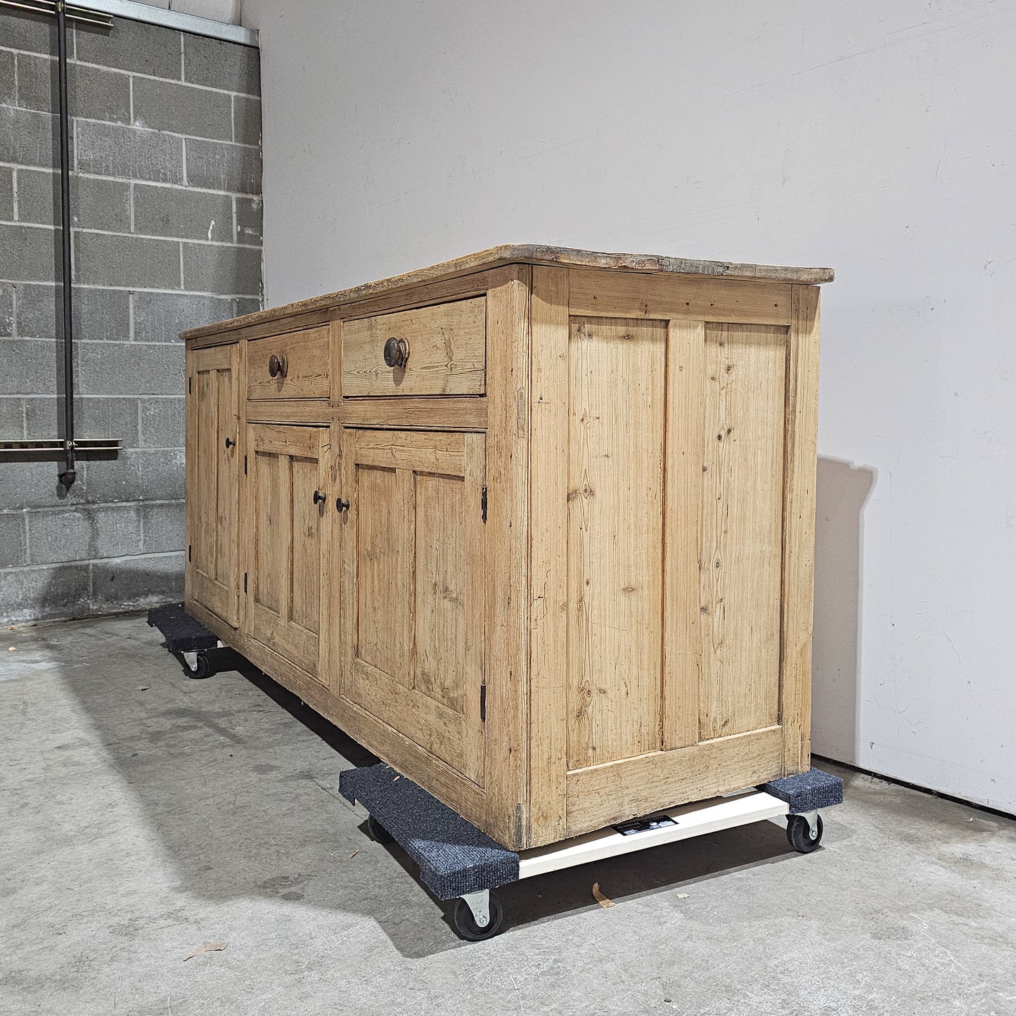 Large Antique English Pine Sideboard - Circa 1880