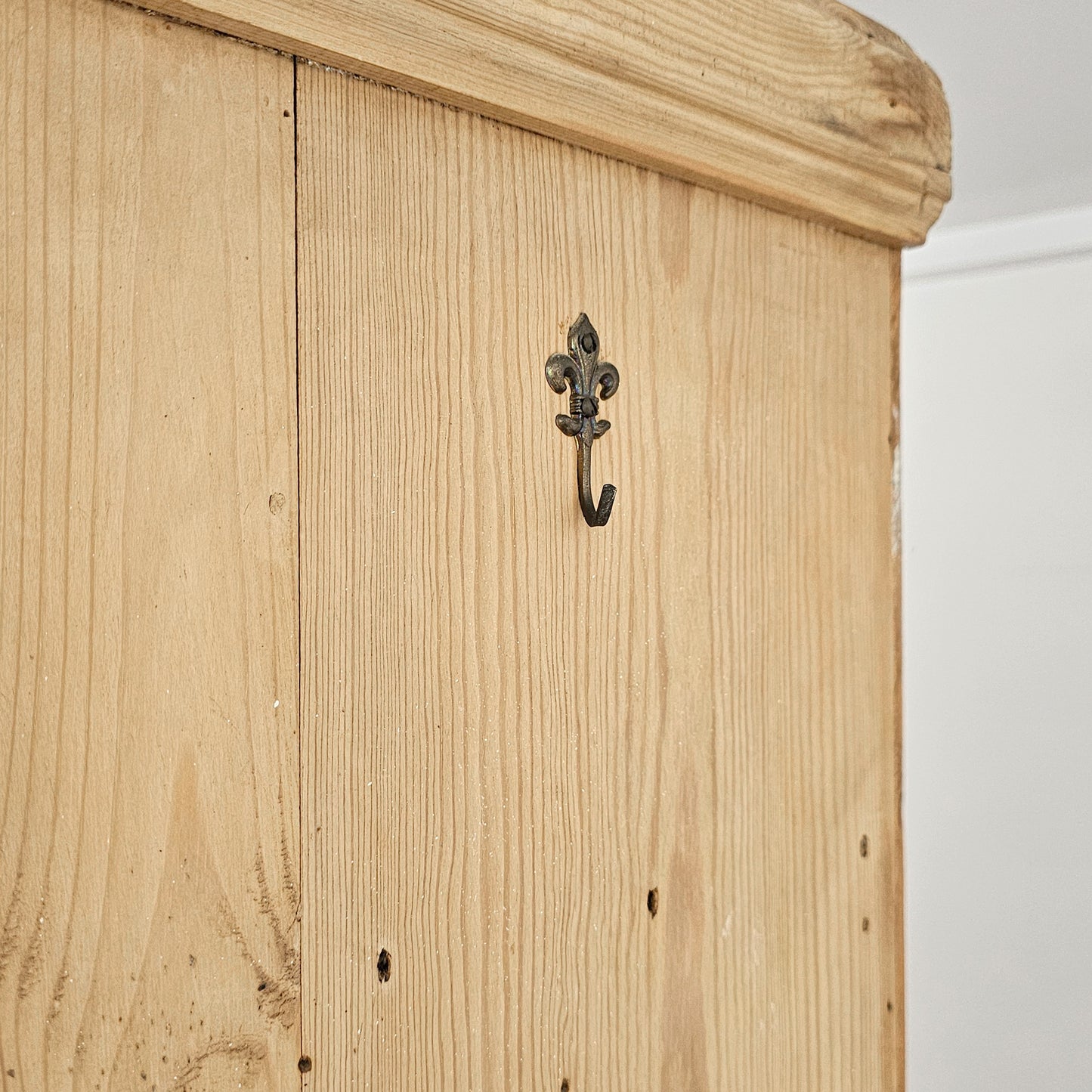 Antique English Pine Glass Door Hutch Cabinet | Circa 1880