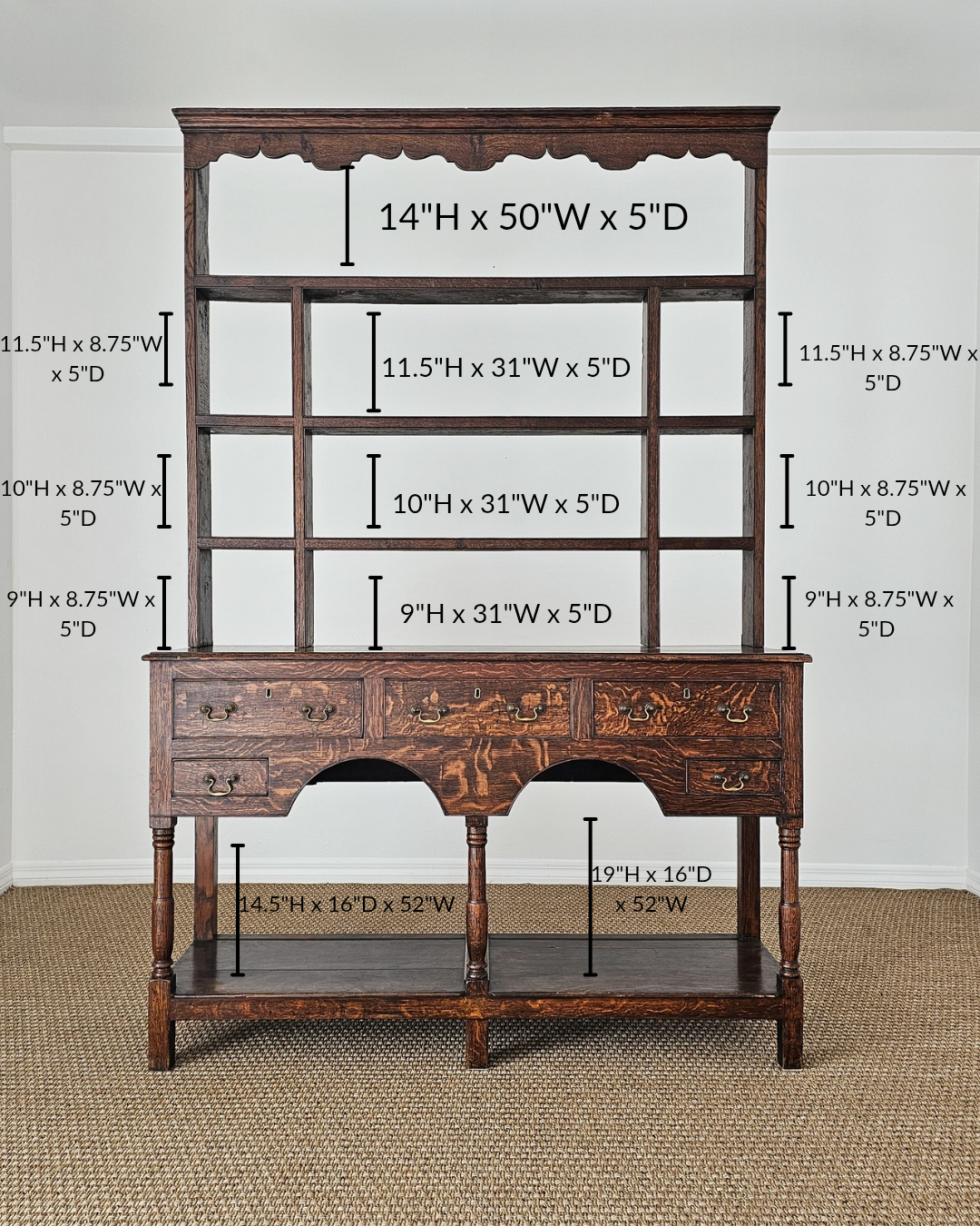 Antique Welsh Oak Plate Rack Dresser | Circa 1830