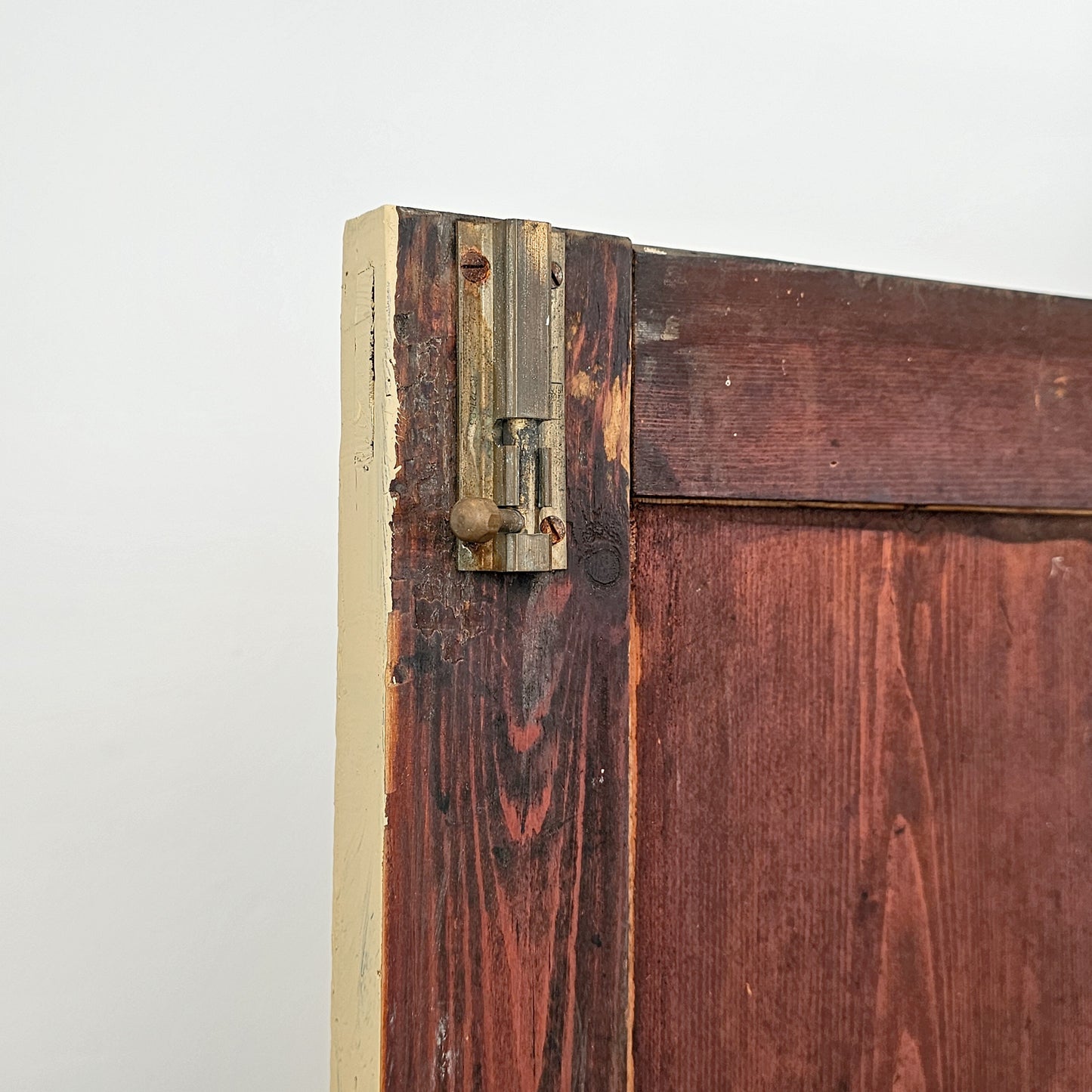 Antique Pale Yellow Painted Pine Cabinet - Circa 1905