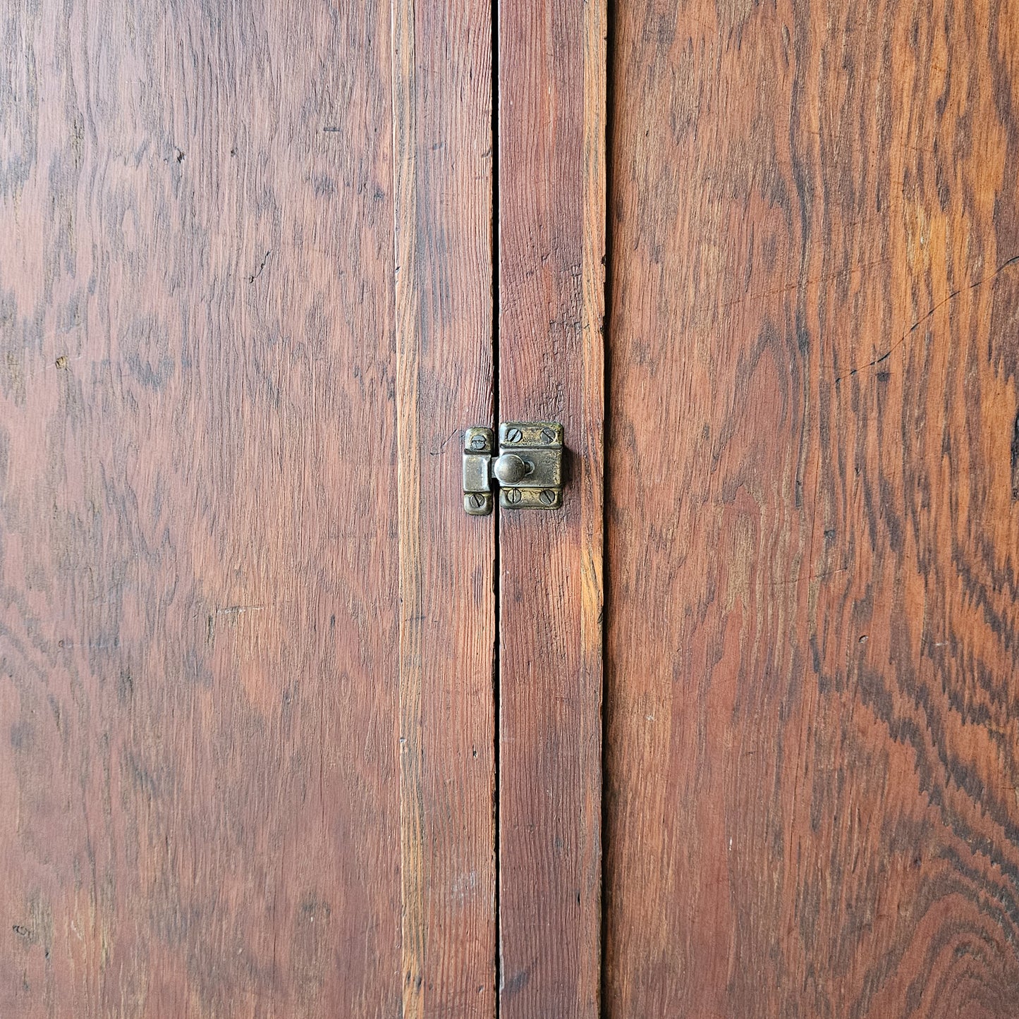 Antique fir cabinet - green painted interior